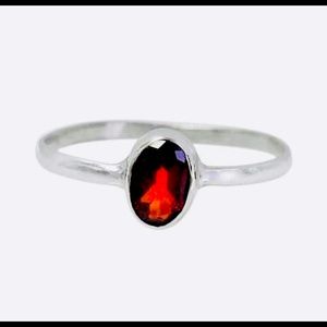 925 Sterling silver oval garnet ring.